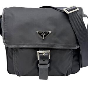 PRADA Black Leather Shoulder Bag